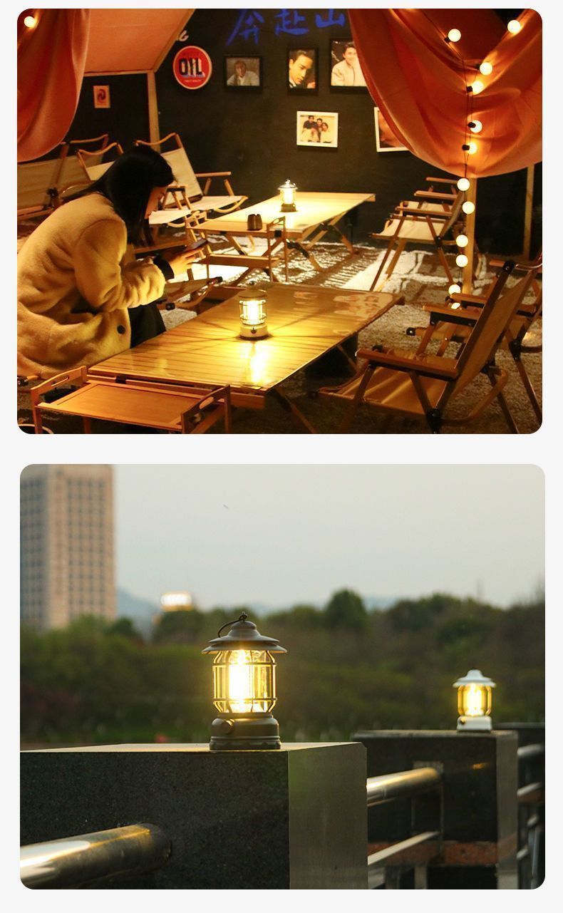 Vintage Outdoor Rechargeable Camping Lantern For Atmosphere Lighting_voghion.com