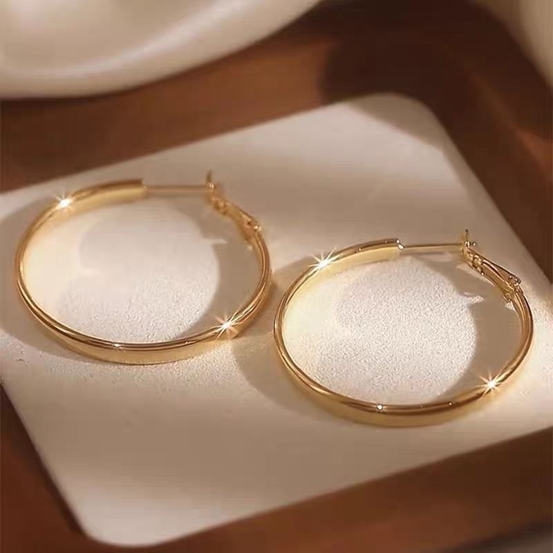 Large Silver Needle Hoop Earrings For Women Unique Stylish Design_voghion.com