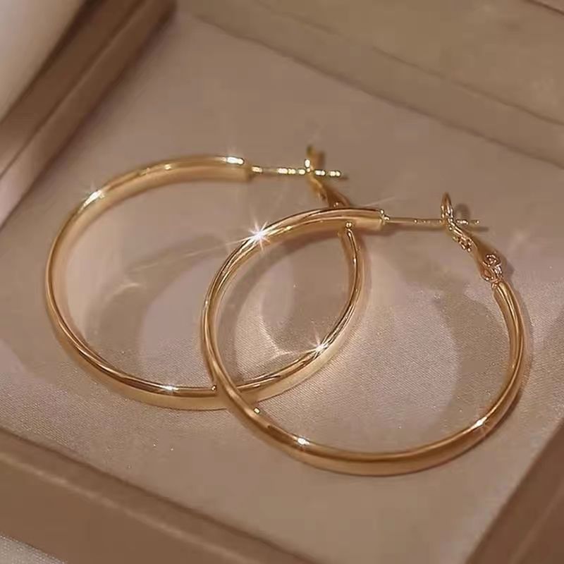 Large Silver Needle Hoop Earrings For Women Unique Stylish Design_voghion.com