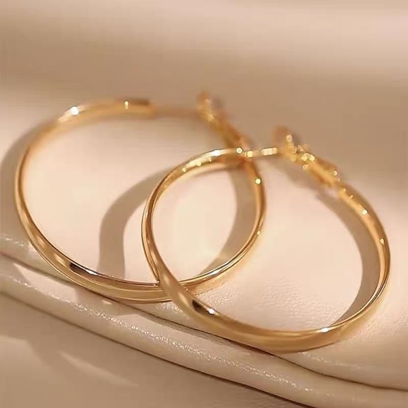 Large Silver Needle Hoop Earrings For Women Unique Stylish Design_voghion.com