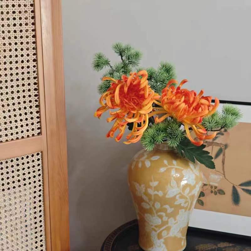 仿真菊花PU手感永生花大朵九月菊凤尾菊万寿菊仿真PU虞美人大丽花