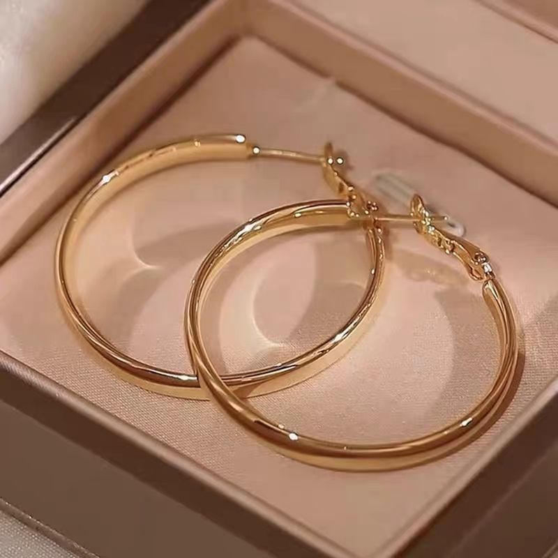 Large Silver Needle Hoop Earrings For Women Unique Stylish Design_voghion.com