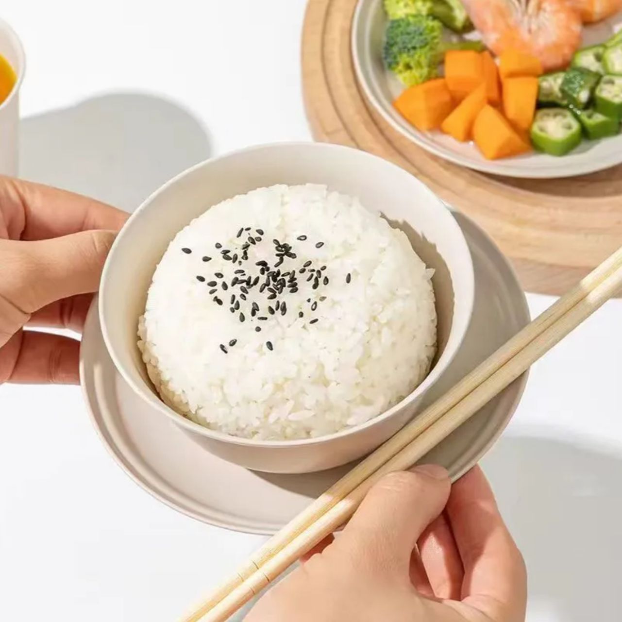 硬质稻壳碗杯筷套装露营郊游野餐便环保可降解材一次性碗筷五件套 图片 7