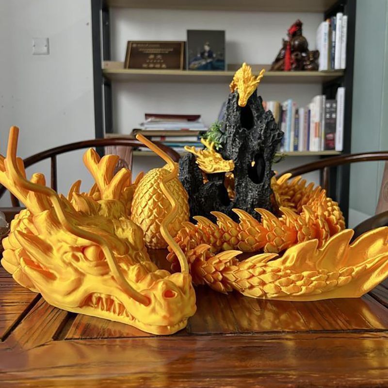 8090厘米超大3D打印关节龙中国神龙模型仿真摆件鱼缸造景玩具批发