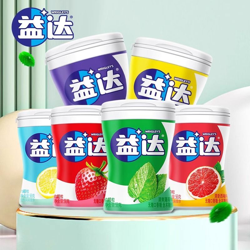 益达口香糖56g瓶装12瓶清新口气随身便携休闲零食糖果小吃