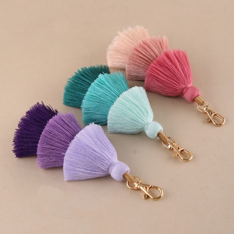 Bohemian Three-layer Tassel Bag Charm Ethnic Cotton Keychain_voghion.com