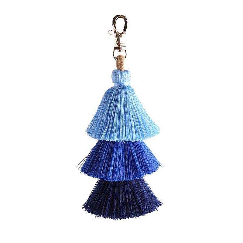 Bohemian Three-layer Tassel Bag Charm Ethnic Cotton Keychain_voghion.com