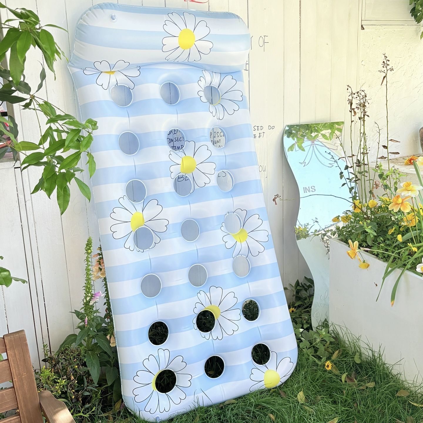 Retro-Schwimmring mit Blumenmuster für Erwachsene, dickes Bett für Männer und Frauen, aufblasbares Schwimmspielzeug, Luftmatratze_voghion.com