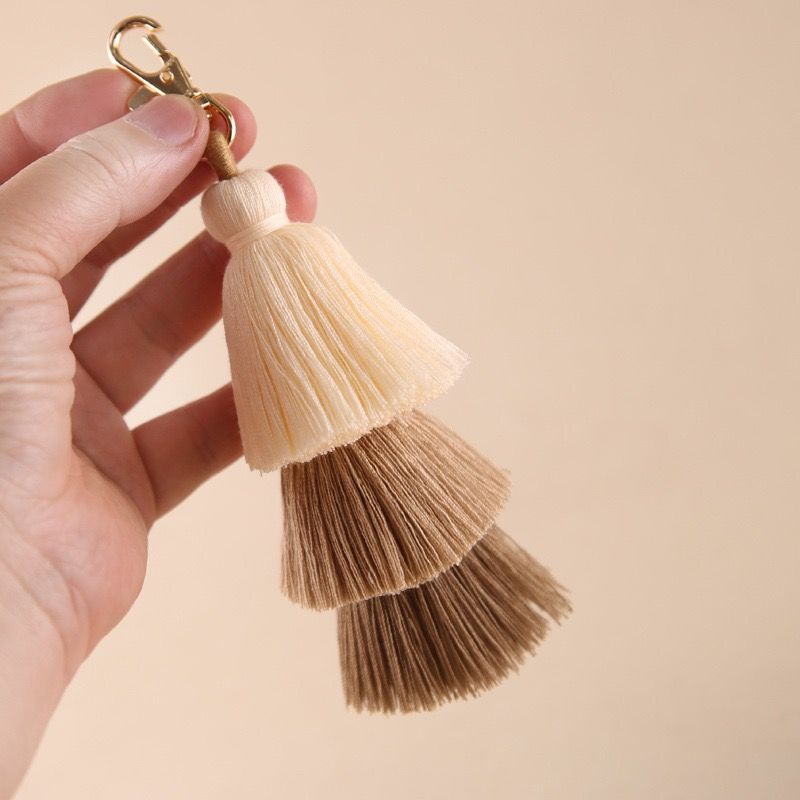 Bohemian Three-layer Tassel Bag Charm Ethnic Cotton Keychain_voghion.com