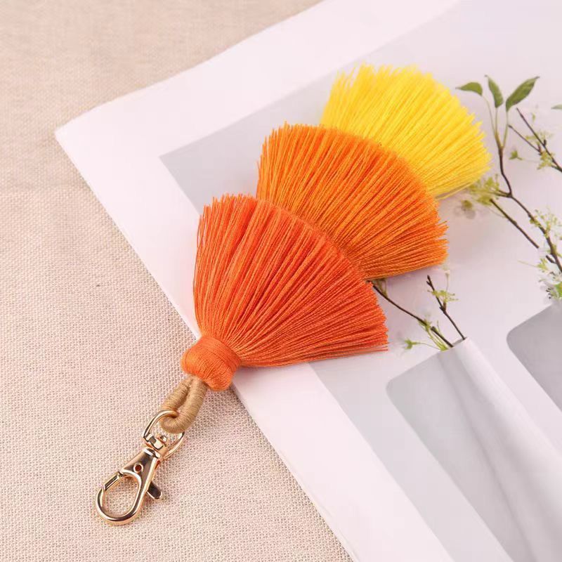Bohemian Three-layer Tassel Bag Charm Ethnic Cotton Keychain_voghion.com