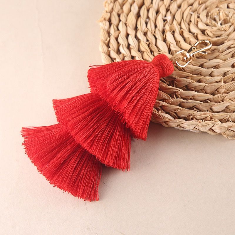 Bohemian Three-layer Tassel Bag Charm Ethnic Cotton Keychain_voghion.com