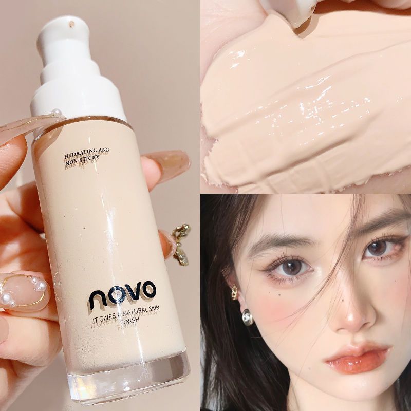 NOVO粉底液滋润遮瑕控油持久水润保湿不卡粉不脱妆干油皮学生正品