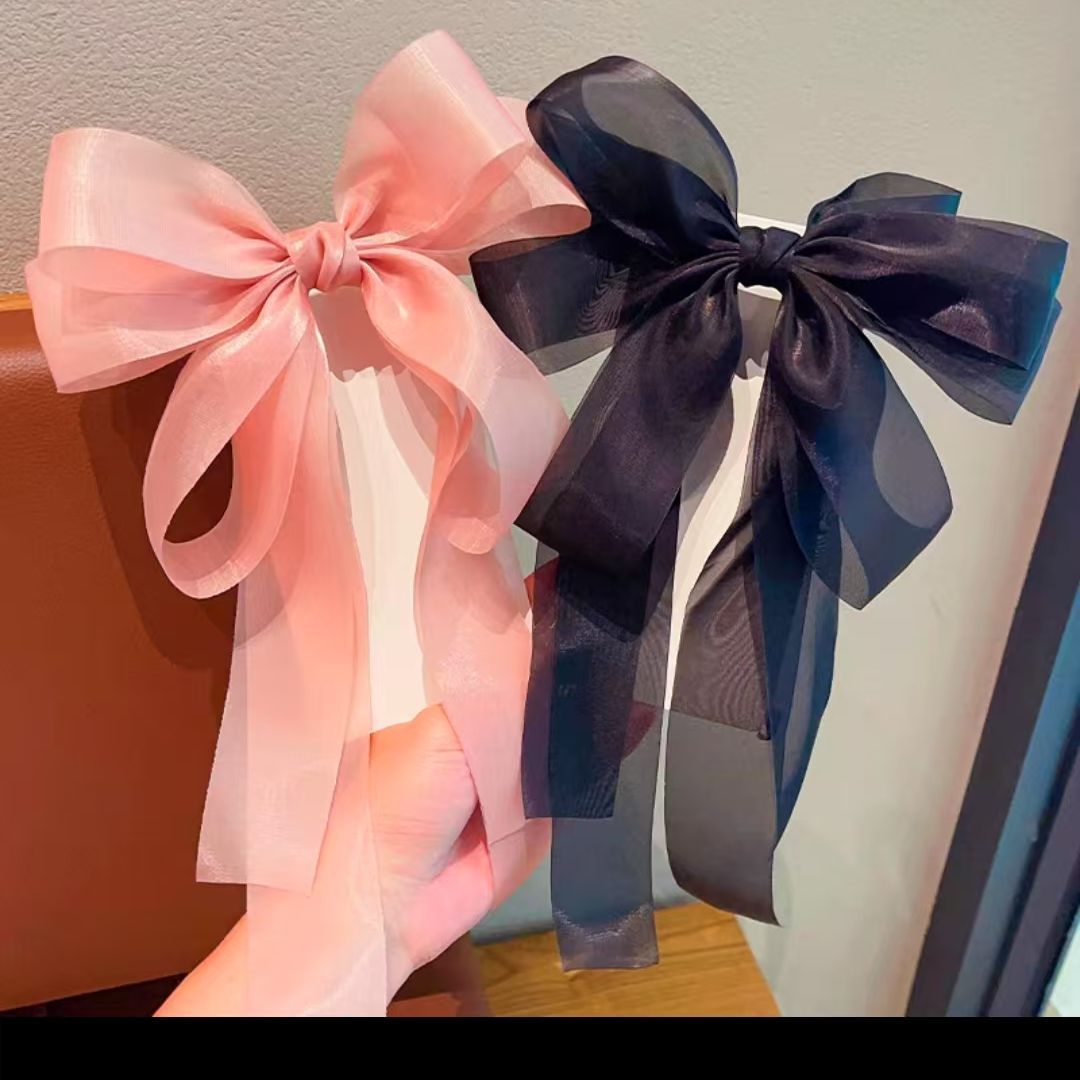 bulin~ Extra Large Ribbon Bow Women, Elegant Spring Clip For Back Of Head, High-End Hair Accessory_voghion.com