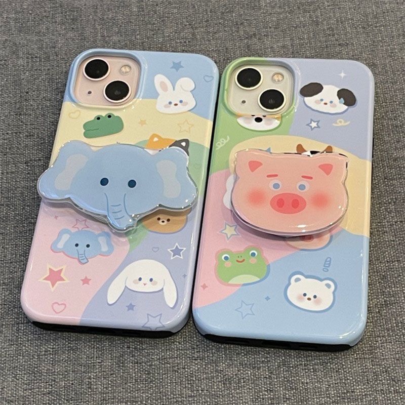 Korean INS Stand Phone New Foldable Cute Airbag Cartoon Telescopic Desktop Lazy Stick-on Full Set For Watching Dramas_voghion.com