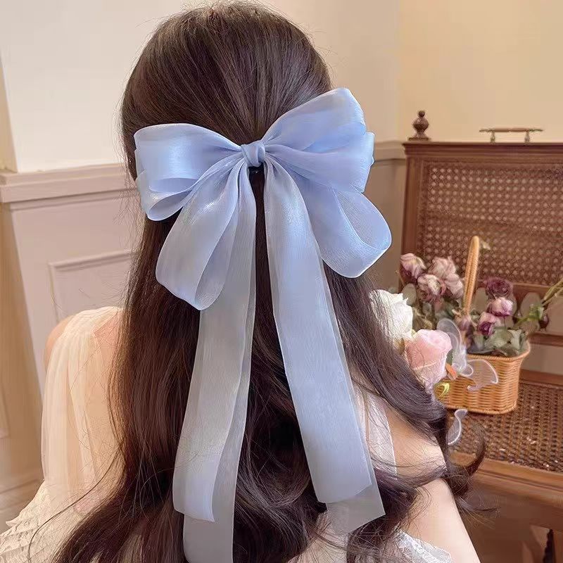 bulin~ Extra grote strik van lint voor dames, elegante veerklem voor achter op het hoofd, luxe haaraccessoire_voghion.com