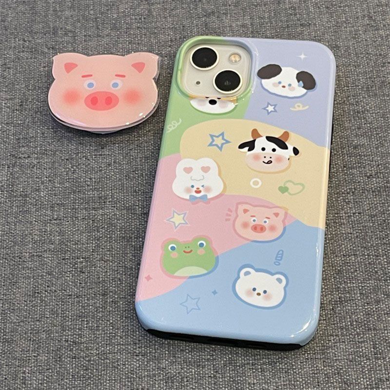 Korean INS Stand Phone New Foldable Cute Airbag Cartoon Telescopic Desktop Lazy Stick-on Full Set For Watching Dramas_voghion.com