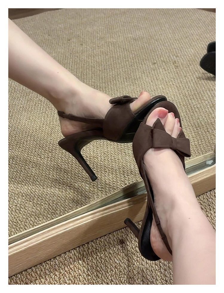 25 nouvelles sandales à bout ouvert avec nœud noir pour femme, talons d'été, élégantes et polyvalentes_voghion.com