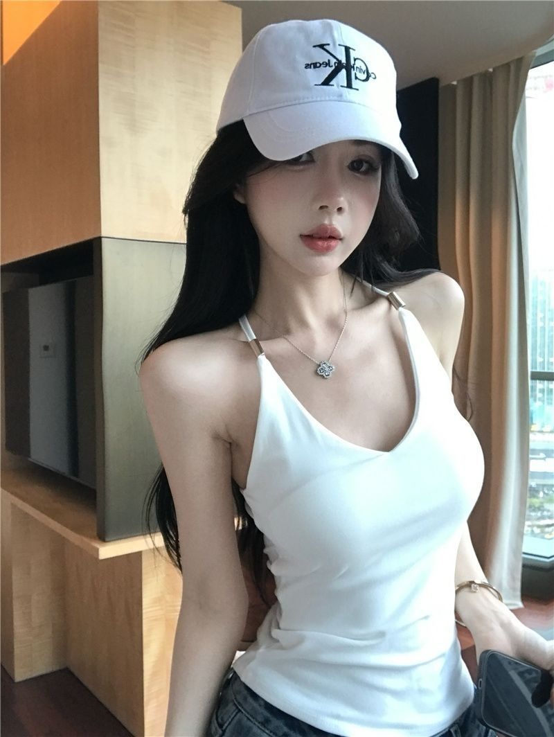 Damen Tanktop Mit V-ausschnitt Und Brustpolstern In Schwarz_voghion.com