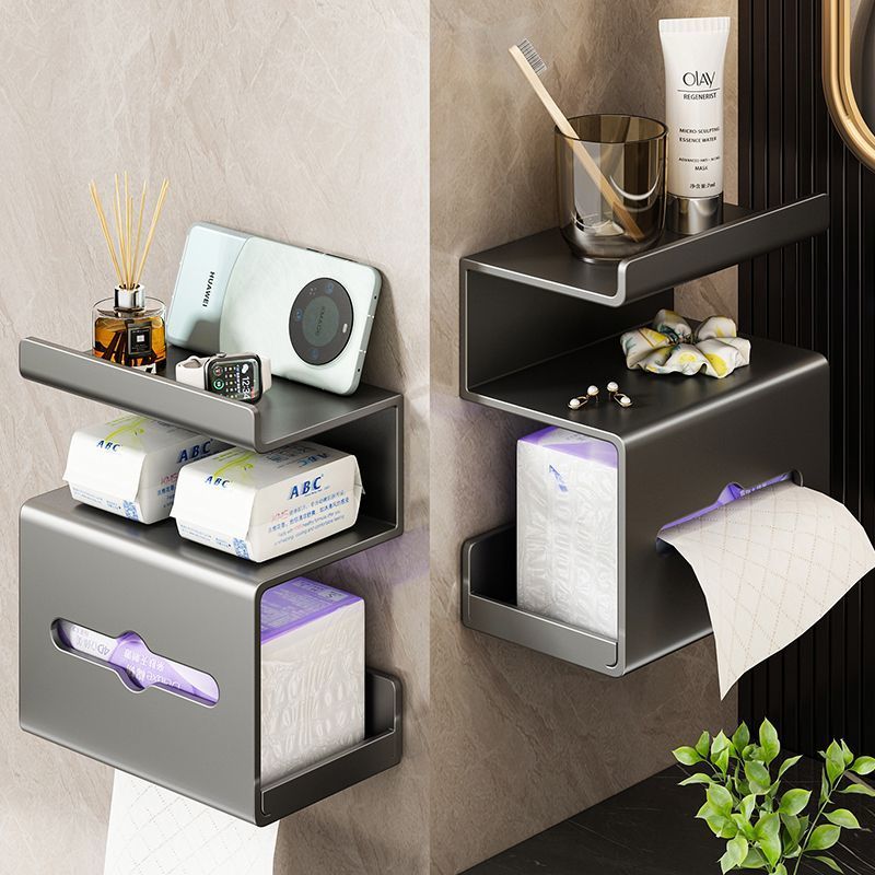 No-drill Wall-mounted Toilet Holder Bathroom, Toilet, And Restroom, With A Shelf For Roll Paper_voghion.com