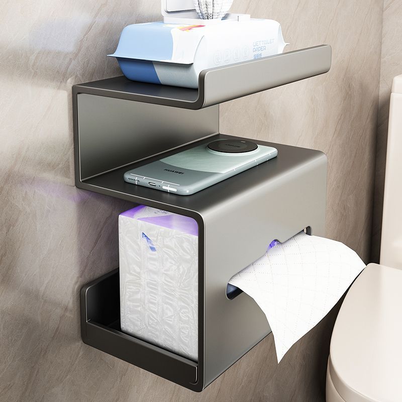 No-drill Wall-mounted Toilet Holder Bathroom, Toilet, And Restroom, With A Shelf For Roll Paper_voghion.com