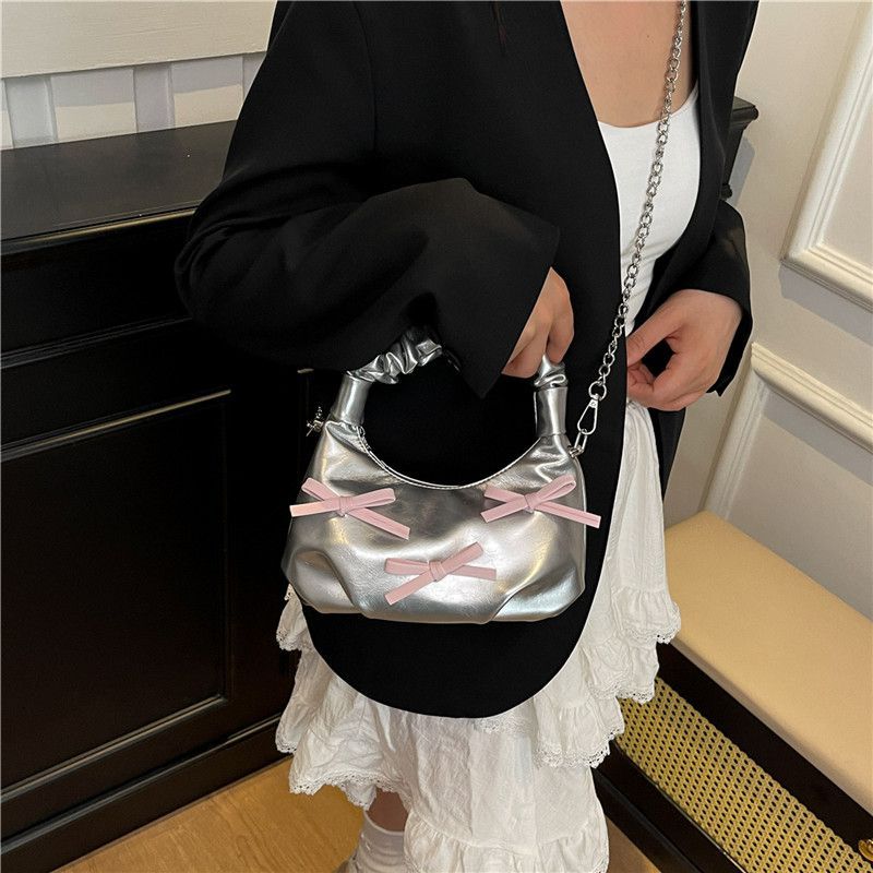 Borsa a tracolla elegante con fiocco colori a contrasto e catena_voghion.com