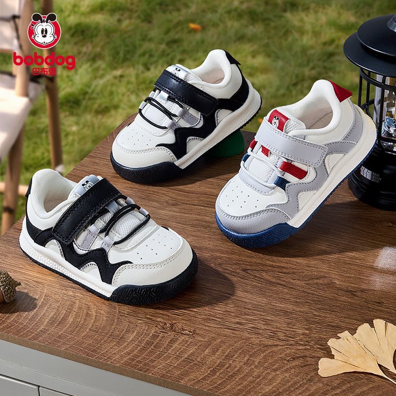 巴布豆学步鞋皮面防滑宝宝冬季鞋子秋冬款儿童宽头休闲小童学步鞋