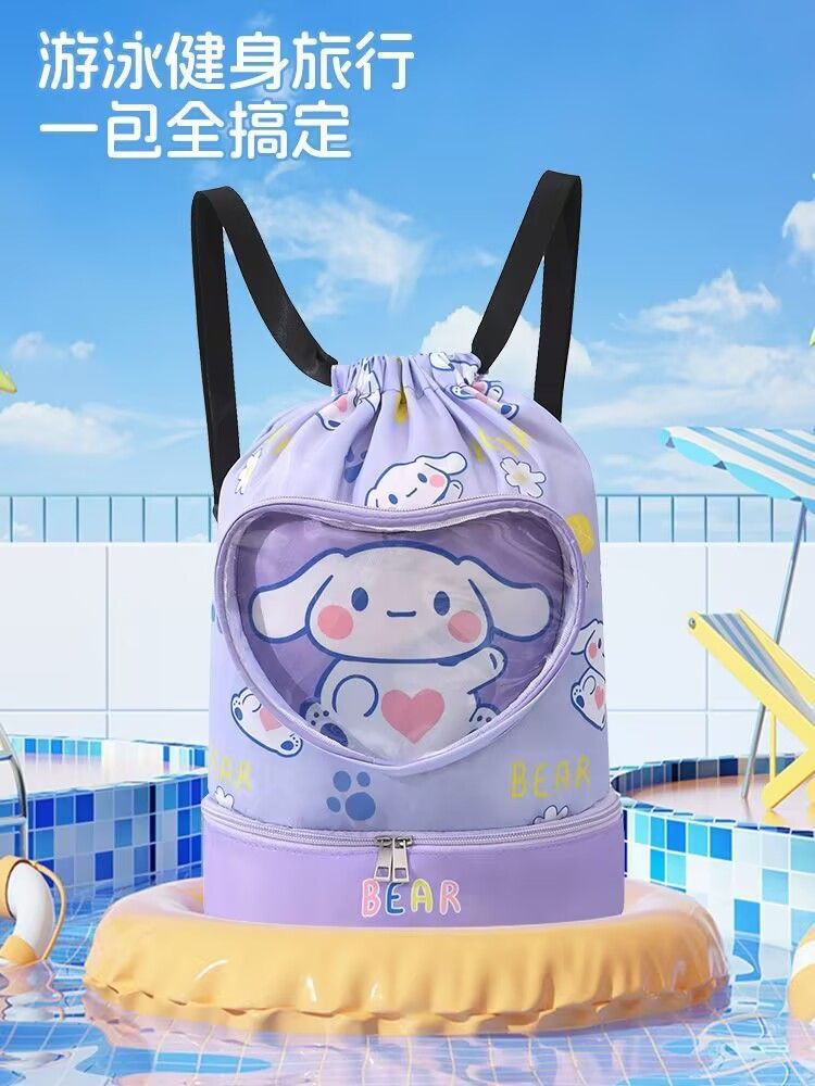儿童游泳专用干湿分离防水收纳包便携可爱沙滩包卡通双肩包游泳包