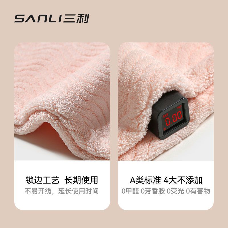 三利干发帽7A抗菌速干女擦头吸水包头巾柔软加厚条纹毛巾洗澡浴帽 图片 8