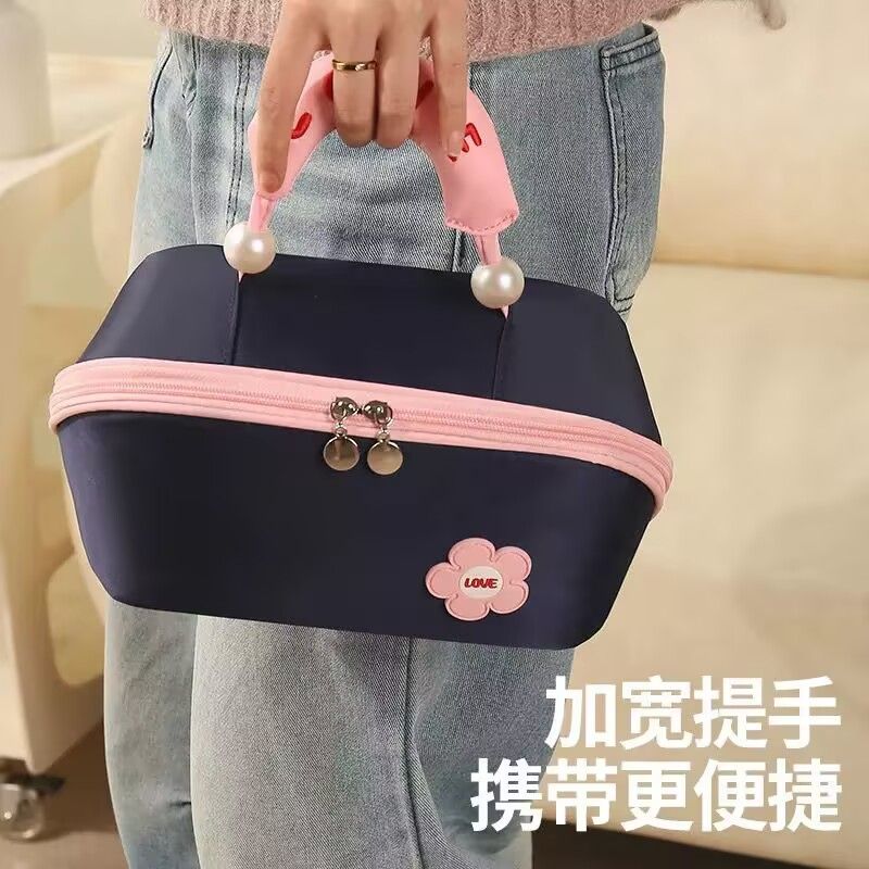 新款便携珍珠云朵手提化妆包大容量高颜值柔软收纳包旅行洗漱包