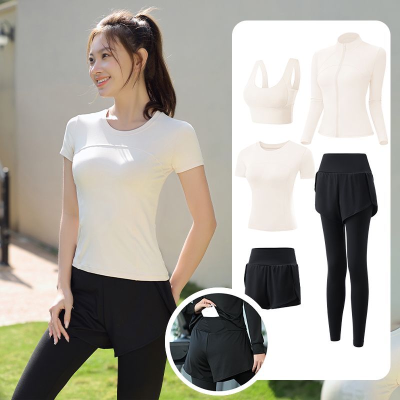 瑜伽服套装女春夏跑步运动服健身服宽松速干衣口袋跑步套装女晨跑
