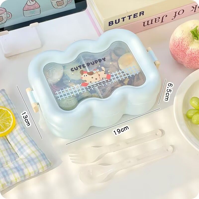 卡通云朵便当盒学生上班族微波炉分格饭盒食品级萌趣带餐具午餐盒