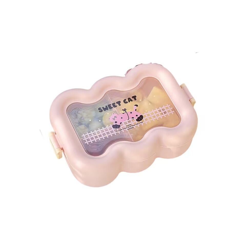 卡通云朵便当盒学生上班族微波炉分格饭盒食品级萌趣带餐具午餐盒