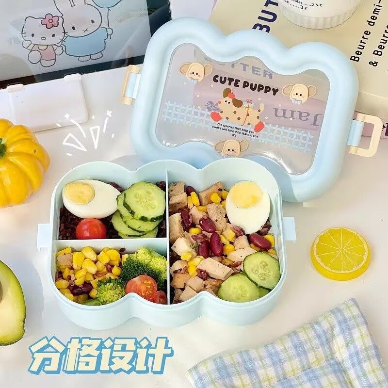 卡通云朵便当盒学生上班族微波炉分格饭盒食品级萌趣带餐具午餐盒