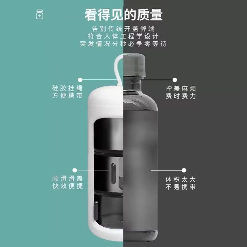 小药盒便携式三格装药丸收纳盒大容量迷你随身旅行装药小巧密封盒