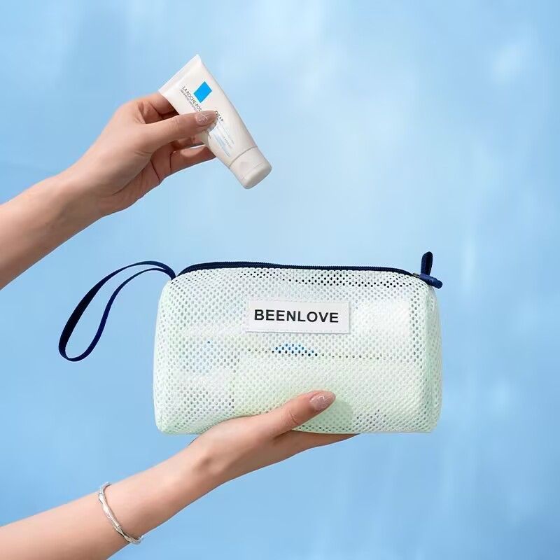 旅行游泳洗漱包小型简约便携手拿网纱包沙滩度假洗护用品收纳包包