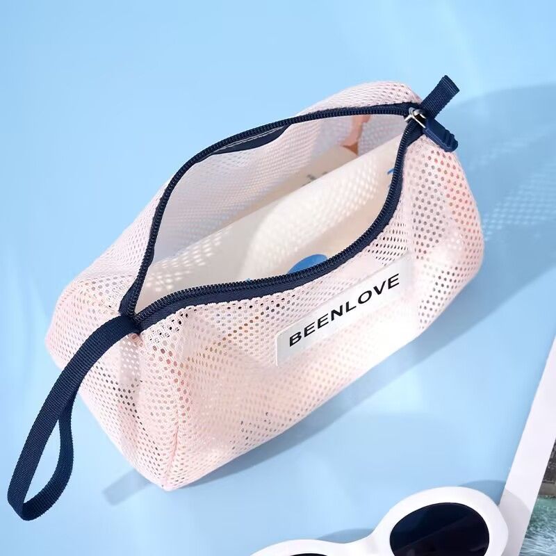 旅行游泳洗漱包小型简约便携手拿网纱包沙滩度假洗护用品收纳包包