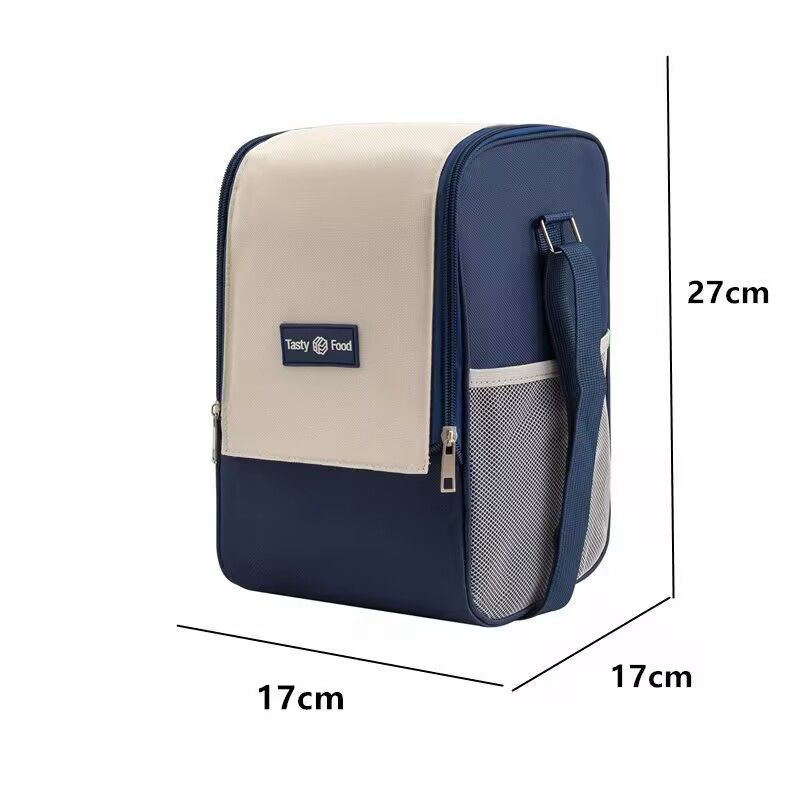 可斜挎手提带饭保温饭盒饭袋上班族牛津布袋子圆形饭桶便当包便携