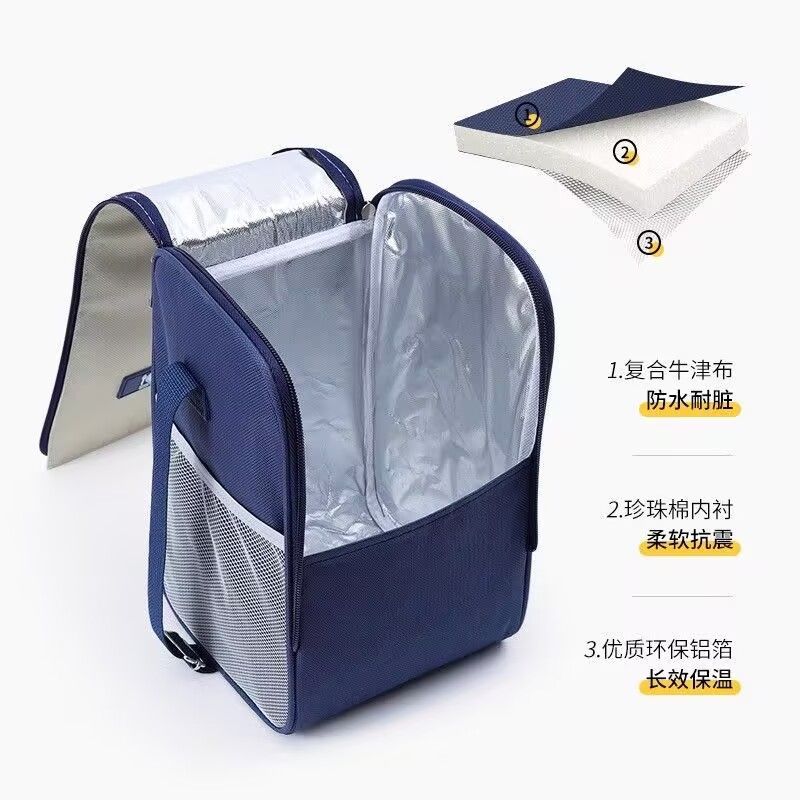 可斜挎手提带饭保温饭盒饭袋上班族牛津布袋子圆形饭桶便当包便携