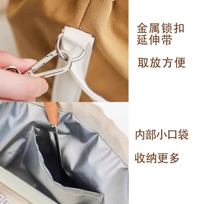 加厚帆布保温袋上班族便携饭盒袋学生带饭专用大容量密封餐盒袋子