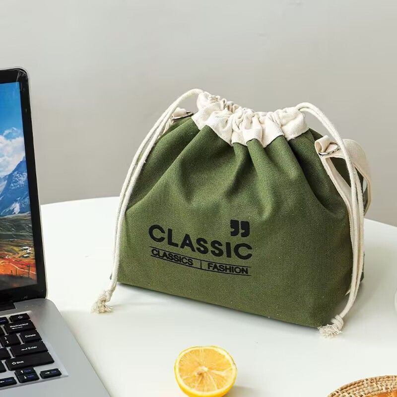 加厚帆布保温袋上班族便携饭盒袋学生带饭专用大容量密封餐盒袋子