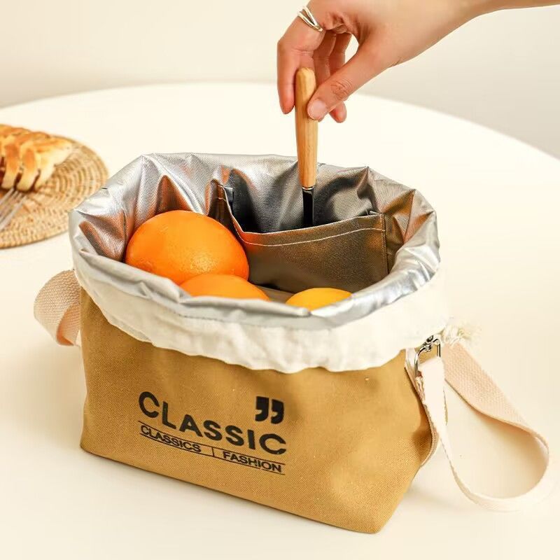 加厚帆布保温袋上班族便携饭盒袋学生带饭专用大容量密封餐盒袋子