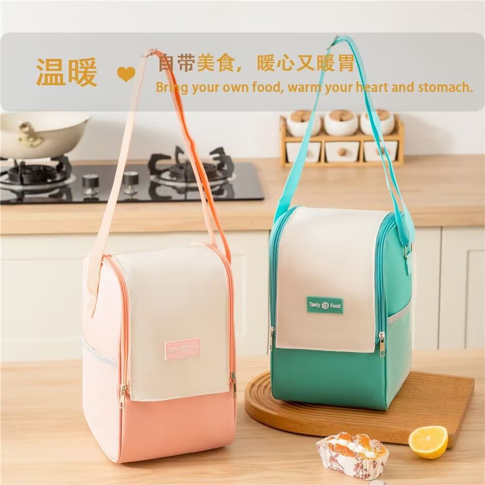 可斜挎手提带饭保温饭盒饭袋上班族牛津布袋子圆形饭桶便当包便携