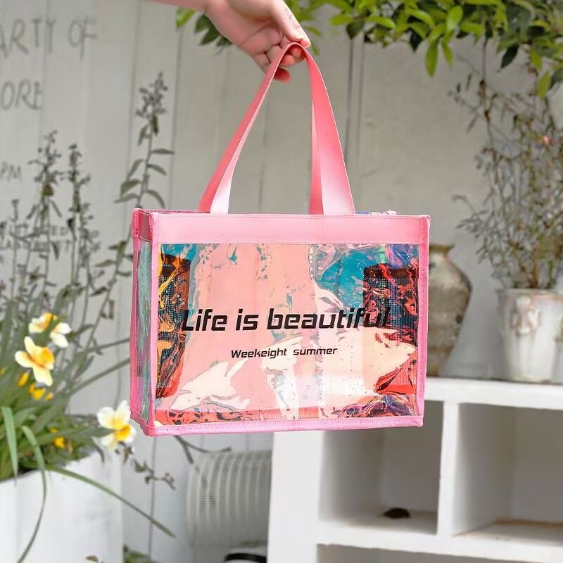 大容量炫彩手提游泳包干湿分离化妆洗漱收纳袋户外旅行沥水沙滩包