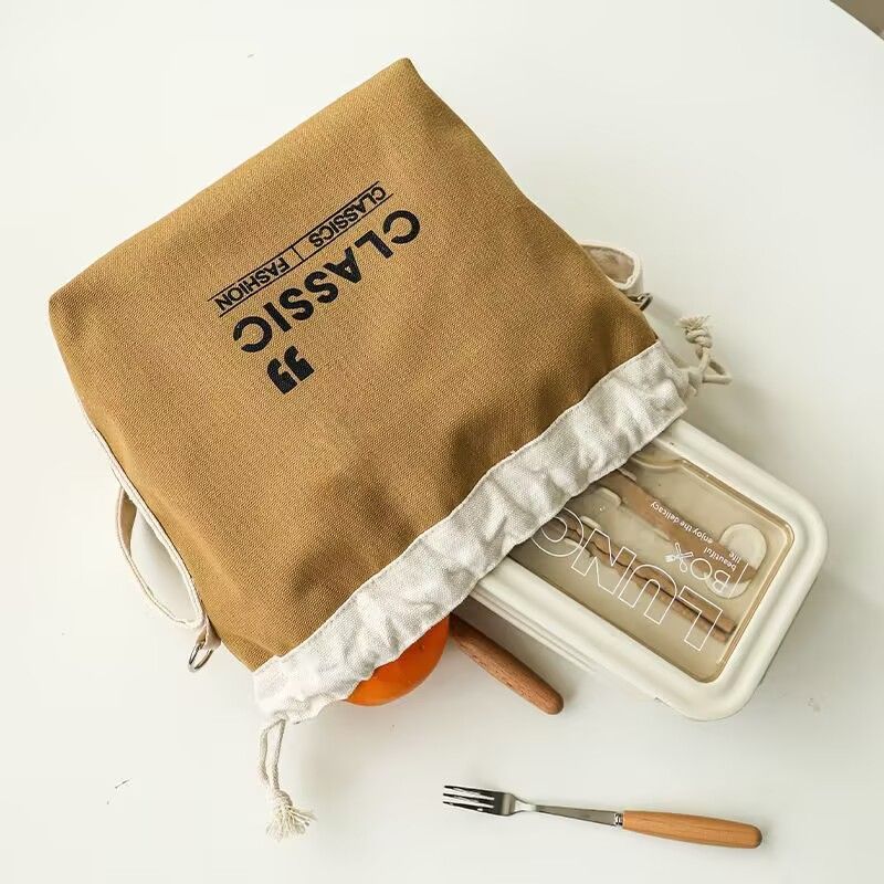 加厚帆布保温袋上班族便携饭盒袋学生带饭专用大容量密封餐盒袋子