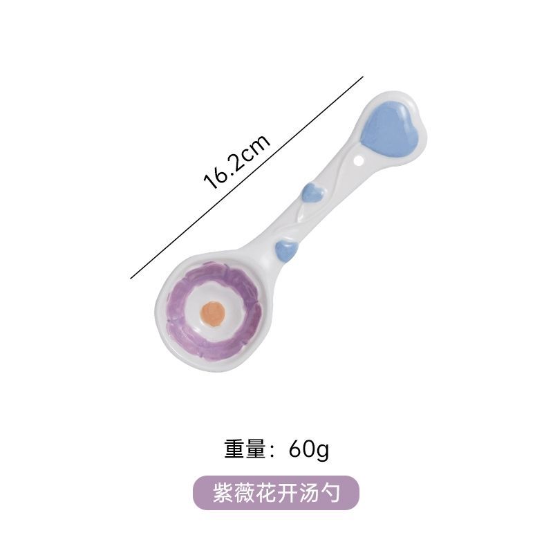 卡通ins陶瓷勺子 釉下彩可爱少女心甜品勺汤匙勺手绘吃饭勺小汤勺
