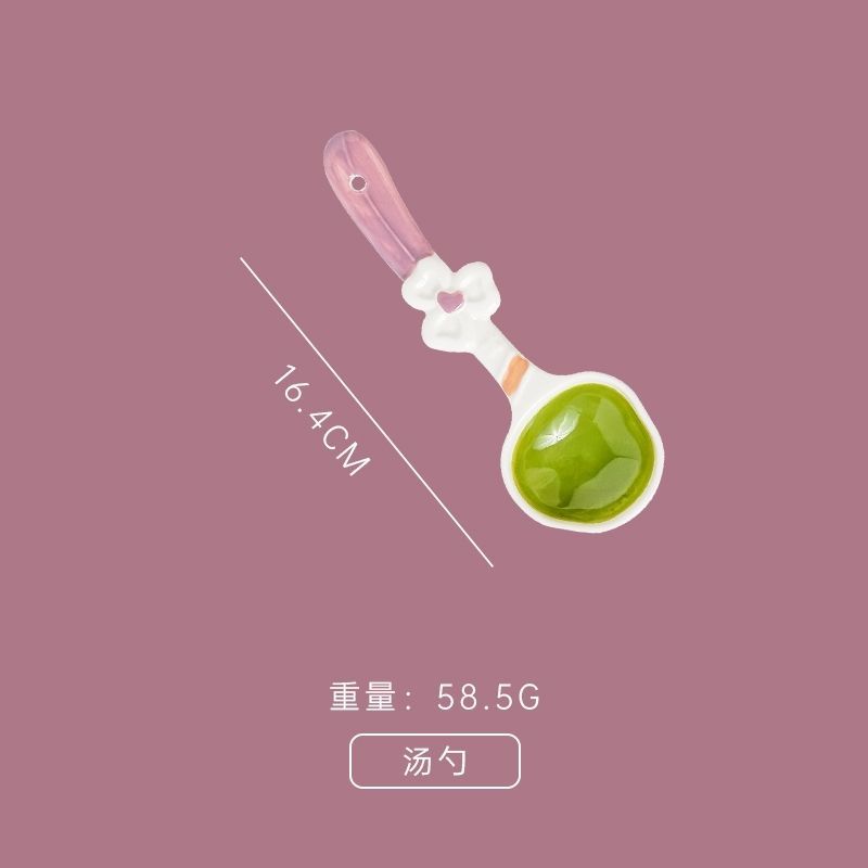 卡通ins陶瓷勺子 釉下彩可爱少女心甜品勺汤匙勺手绘吃饭勺小汤勺