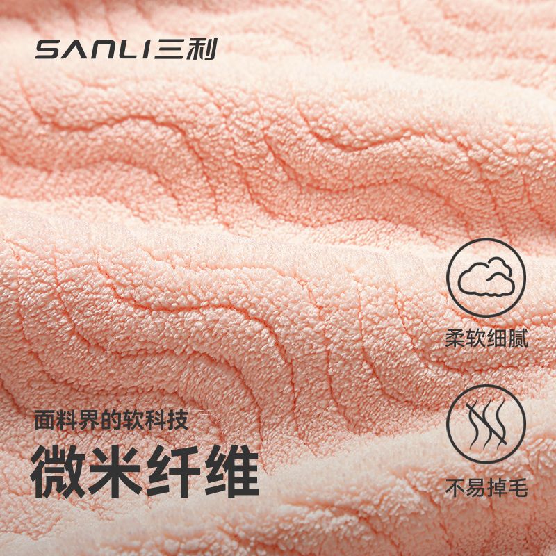 三利干发帽7A抗菌速干女擦头吸水包头巾柔软加厚条纹毛巾洗澡浴帽 图片 9
