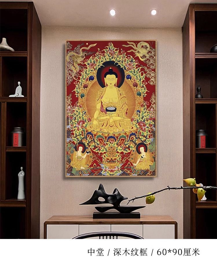 唐卡中式装饰画虚空菩萨佛像挂画八方书房财神佛堂壁画客厅玄关 detail 1