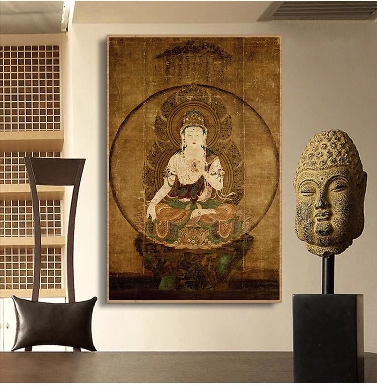唐卡中式装饰画虚空菩萨佛像挂画八方书房财神佛堂壁画客厅玄关 4