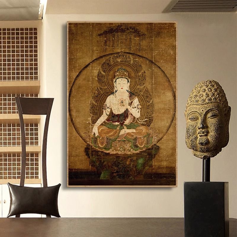 唐卡中式装饰画虚空菩萨佛像挂画八方书房财神佛堂壁画客厅玄关 2